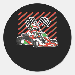 Go Kart Race Classic Round Sticker