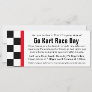 Go kart race day corporate group event invitation