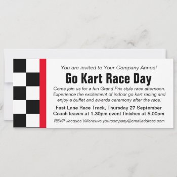 Go Kart Race Day Corporate Group Event Invitation by Mylittleeden at Zazzle