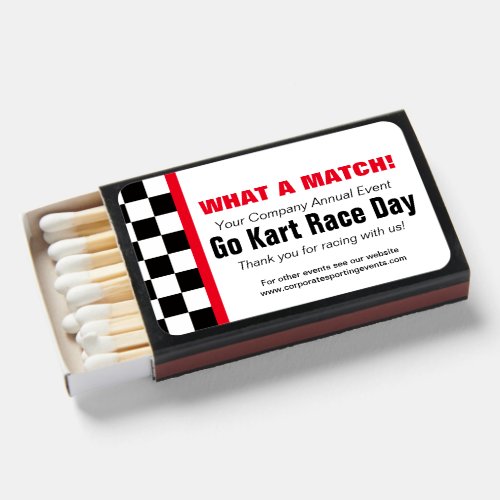 Go kart race day corporate marketing favor matchboxes