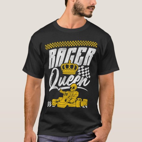 Go Kart Racer Queen Queen Girl Female Vintage T_Shirt
