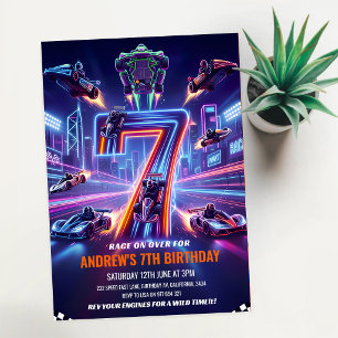 Go Kart Racing 7th Birthday Invitation