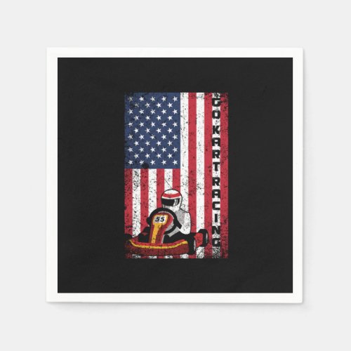 Go Kart Racing American Flag Karts Motorsport Kart Napkins