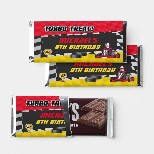 Go Kart Racing Birthday Hershey Bar Favors (Front)
