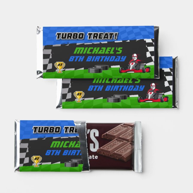 Go Kart Racing Birthday Hershey Bar Favors (Front)