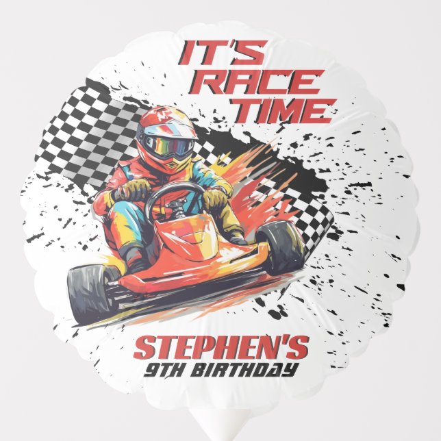 Go Kart Racing Birthday Party Balloon (Front)