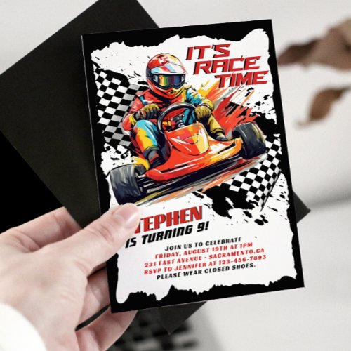 Go Kart Racing Birthday Party Invitation