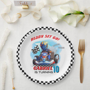 Go Kart Racing Birthday - Racing cars Paper Plates