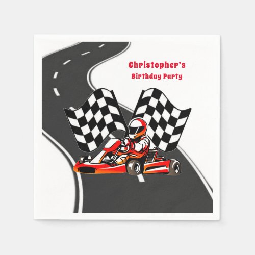 Go Kart Racing Boy Birthday Party Custom Napkins