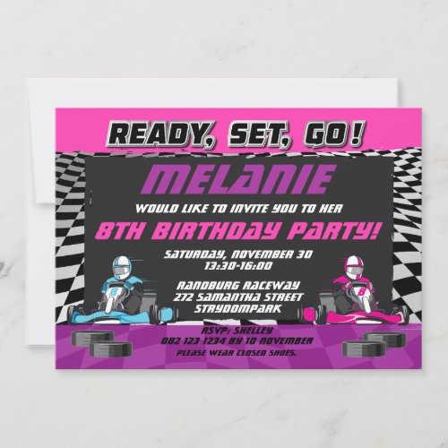 Go Kart Racing Car Birthday Party Invitation