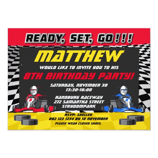 Go Kart Racing Car Birthday Party Invitation | Zazzle.com