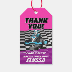 Go Kart Racing Car Girls Birthday Party Gift Tags