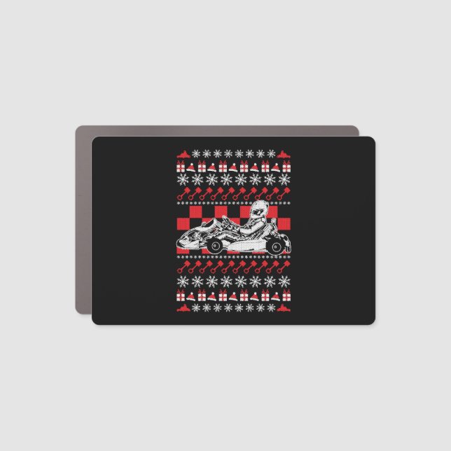 Go Kart Racing Christmas Car Magnet (Front)