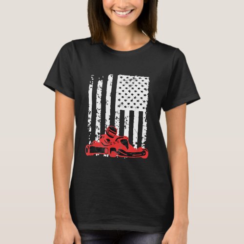 Go Kart Racing Driver American Flag Open Wheel Rac T_Shirt