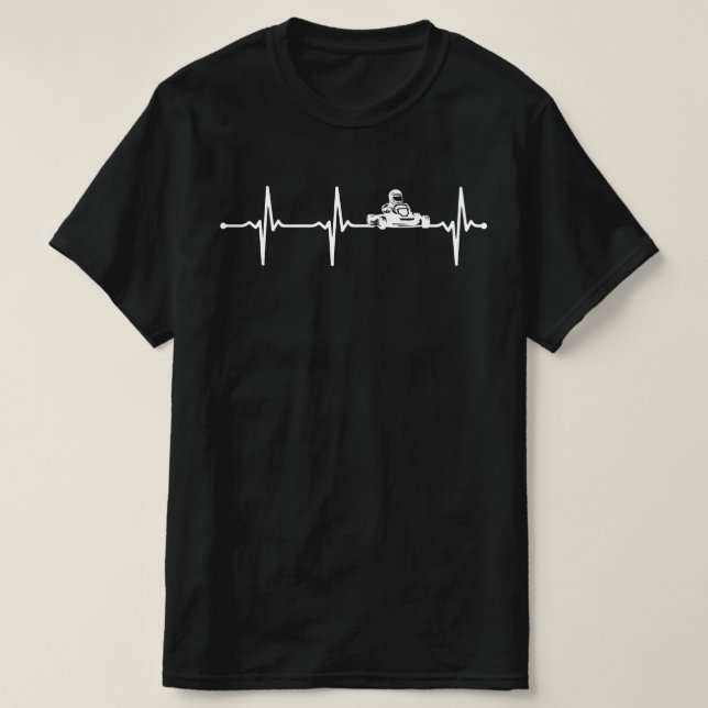 Go Kart Racing Driver ECG Heartbeat Wv T-Shirt (Design Front)