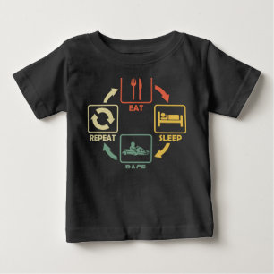 Go Kart Racing Eat Sleep Repeat Retro Baby T-Shirt
