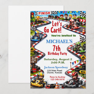 Go Kart Racing Kids Birthday Party Invitation