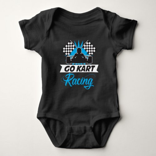 Go Kart Racing Silhouette Flag Goal Winner Baby Bodysuit