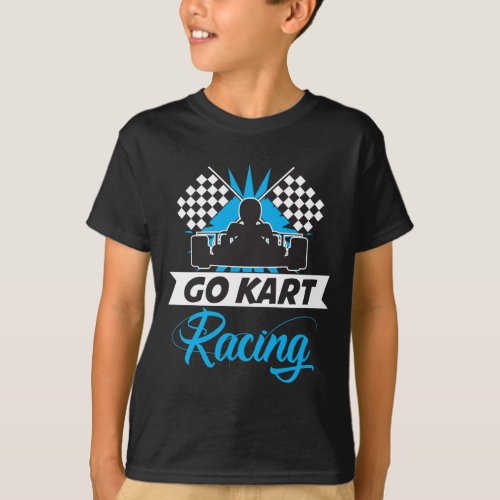 Go Kart Racing Silhouette Flag Goal Winner T_Shirt
