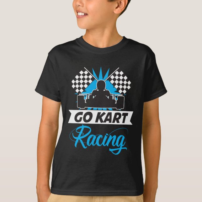 Go Kart Racing Silhouette Flag Goal Winner T-Shirt (Front)