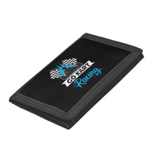 Go Kart Racing Silhouette Flag Goal Winner Trifold Wallet