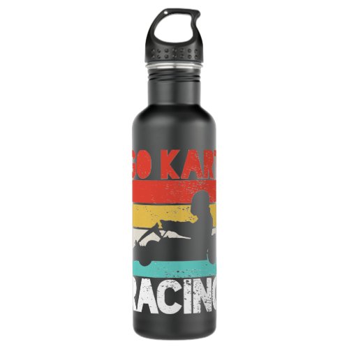 Go Kart Racing Vintage Retro Long Sleeve Stainless Steel Water Bottle