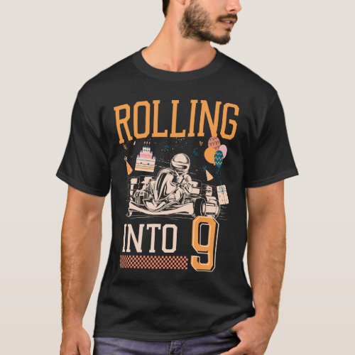 Go Kart Rolling Into 9 9th Birthday Vintage T_Shirt
