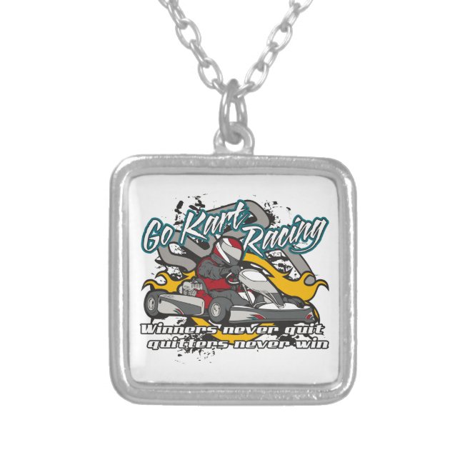 Go Kart Winners Silver Plated Necklace (Front)