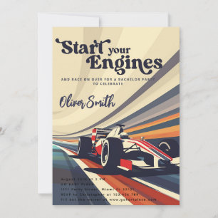 Go Karting Go Kart Racing Car Bachelor Party Invitation