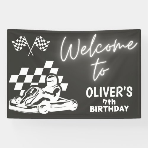 Go karting racing car boy birthday  banner
