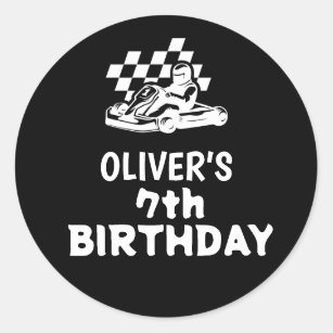 Go karting, racing car boy birthday  classic round sticker
