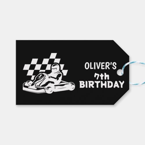 Go karting racing car boy birthday  gift tags