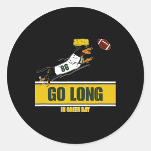 Go Long In Green Bay Funny Dachshund Football Classic Round Sticker