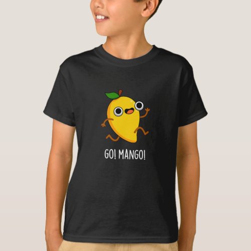 Go Mango Funny Running Mango Pun Dark BG T_Shirt