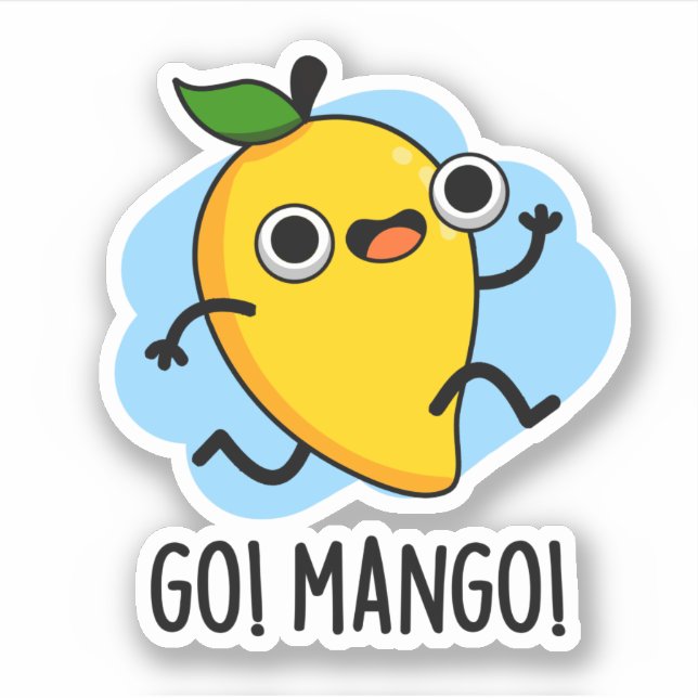 Go Mango Funny Running Mango Pun  Sticker (Front)