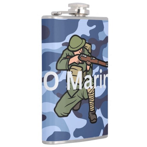 GO Marines blue uniform pattern design Flask