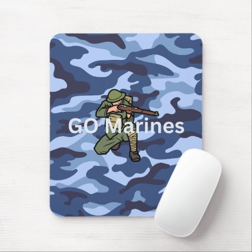 GO Marines blue uniform pattern design Mouse Pad
