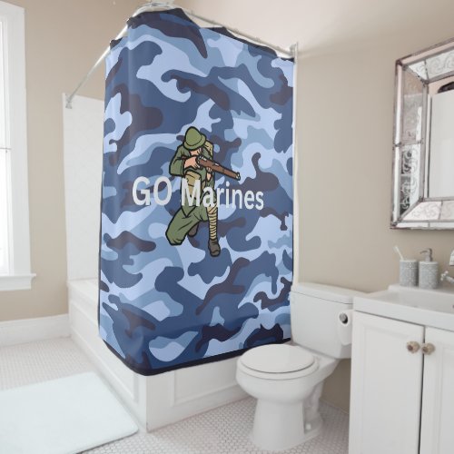GO Marines blue uniform pattern design Shower Curtain