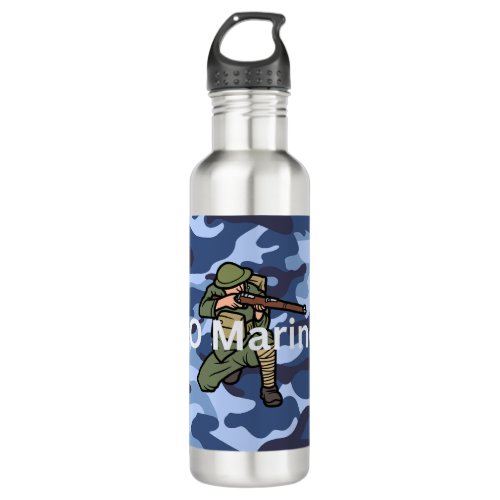 GO Marines blue uniform pattern design Stainless Steel Water Bottle