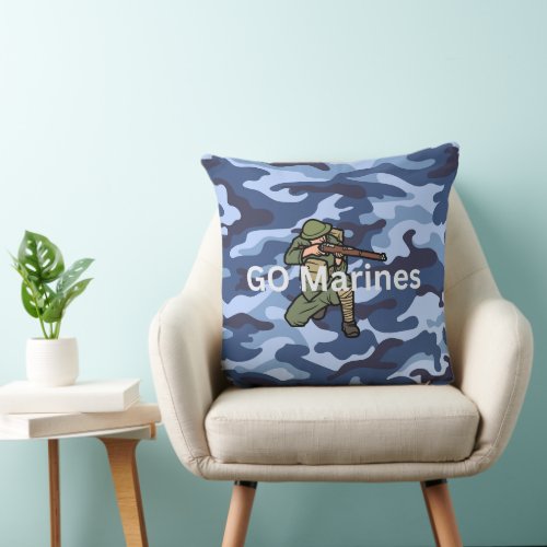 GO Marines blue uniform pattern design Throw Pillow