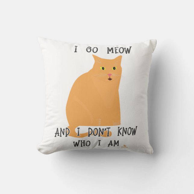 Go Meow Funny Cat Funny Art Toon Quote Throw Pillow (Front)