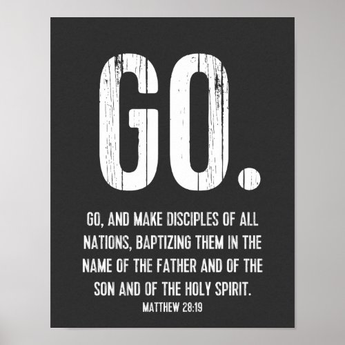 Go Modern Bible Verse Scripture Matthew 2819 Poster