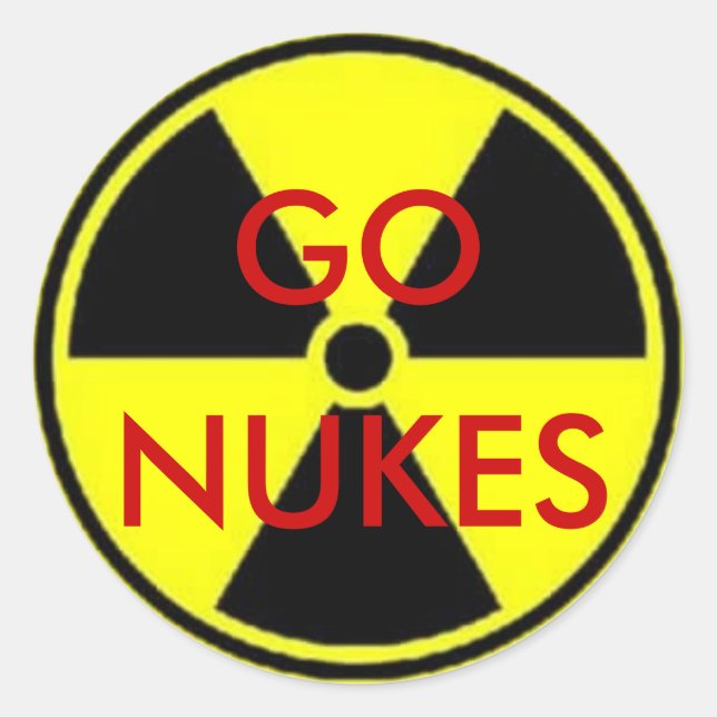GO NUKES CLASSIC ROUND STICKER (Front)