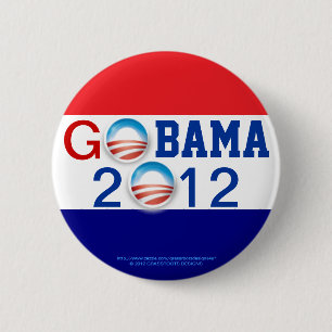GO OBAMA 2012 3D Logo 2nd Term Pinback Button