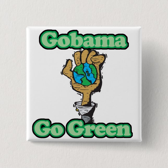 Go Obama Go Green Pinback Button (Front)