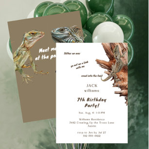 Go Out on a Limb Lizard Boy Birthday Party Invitation