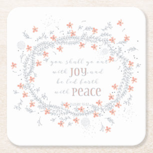 Go Out with Joy - Isaiah 55:12 Square Paper Coaster