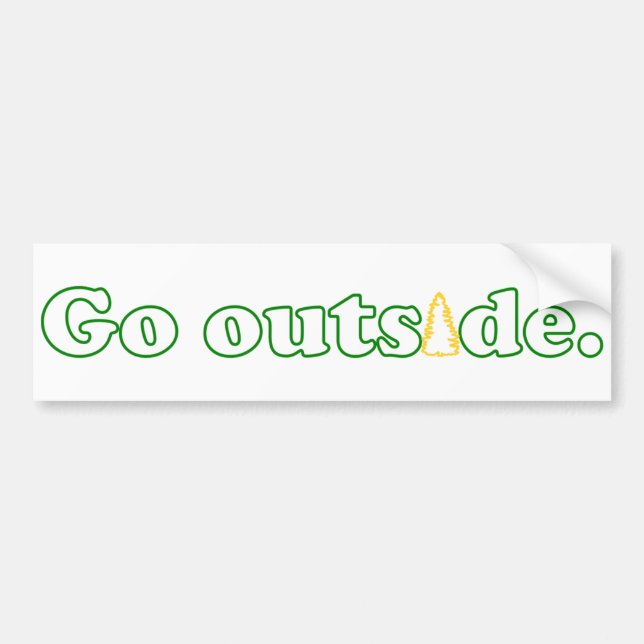 "Go Outside" Pine Tree Bumper Sticker (Front)