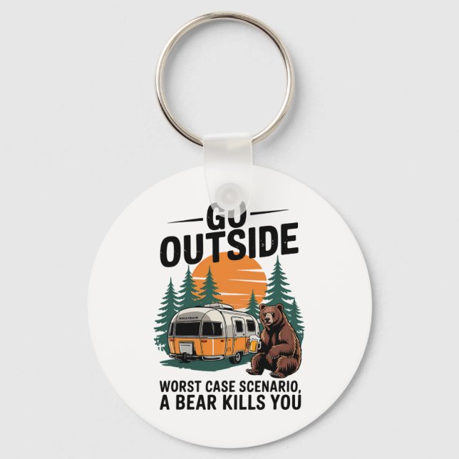 Go Outside Worst Case You Get Eaten  Keychain (Front)