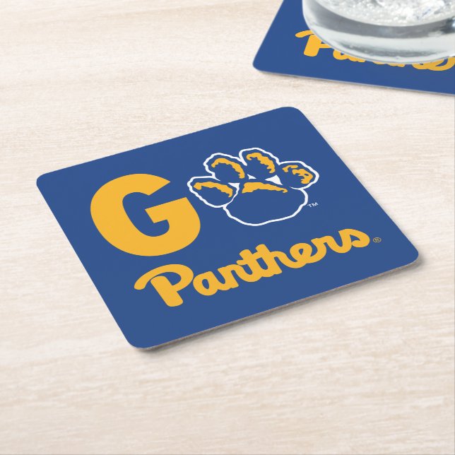 Go Panthers Square Paper Coaster (Angled)